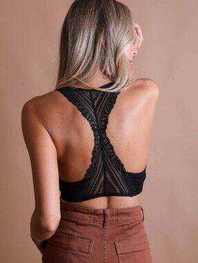 NWT Black Lace Racerback Bralette - With Removable Bra Pad